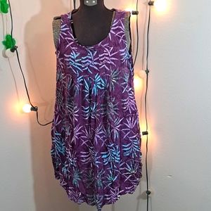 Tropical Earthtones Island Wear Rayon Hawaiian Purple Leaf Dress Purple 👗 💜
